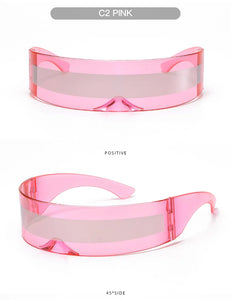 Cyber Punk Rimless Sunglasses - Y2K Futuristic Wrap-Around for Women