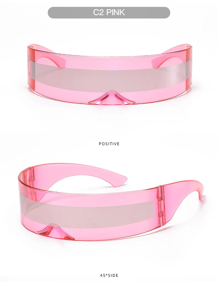 Cyber Punk Rimless Sunglasses - Y2K Futuristic Wrap-Around for Women