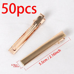50Pcs Metal Alligator Hair Clips - Duckbill Blank Base for DIY Hair Accessories