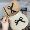 Large Brim Straw Sun Hat & Bag Set - Girls' Summer Beach Visor with Bowknot