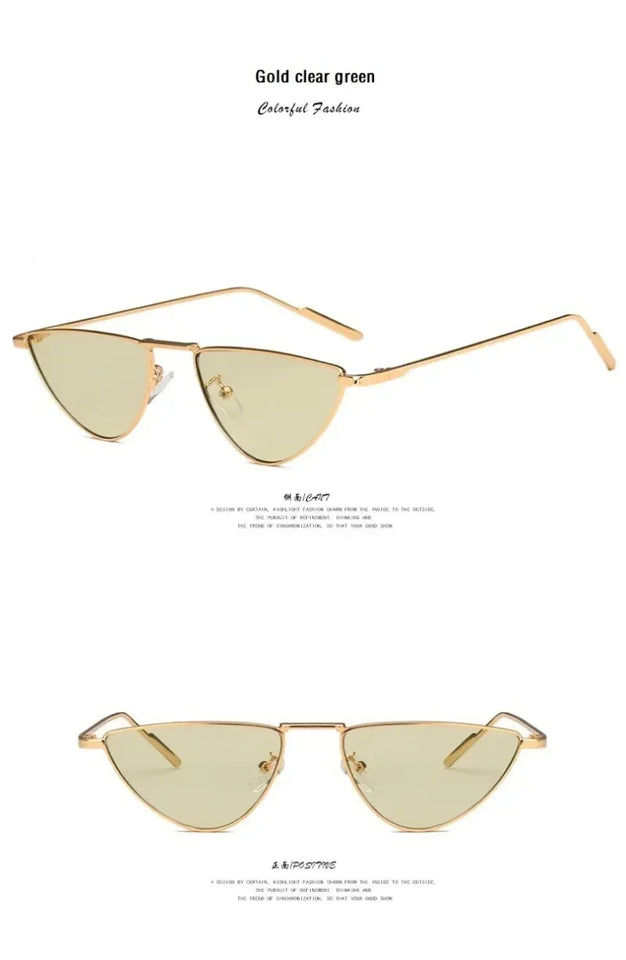 Women's Cat Eye Sunglasses - Luxury Metal Triangle Design with UV400 Protection