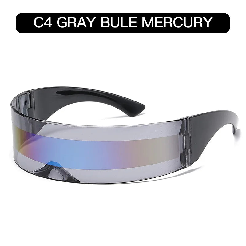 Cyber Punk Rimless Sunglasses - Y2K Futuristic Wrap-Around for Women