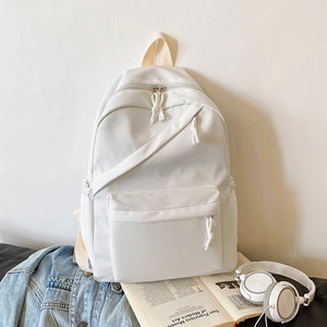 Multi-Pocket Nylon Backpack - Large Capacity with Adjustable Straps for College Commute