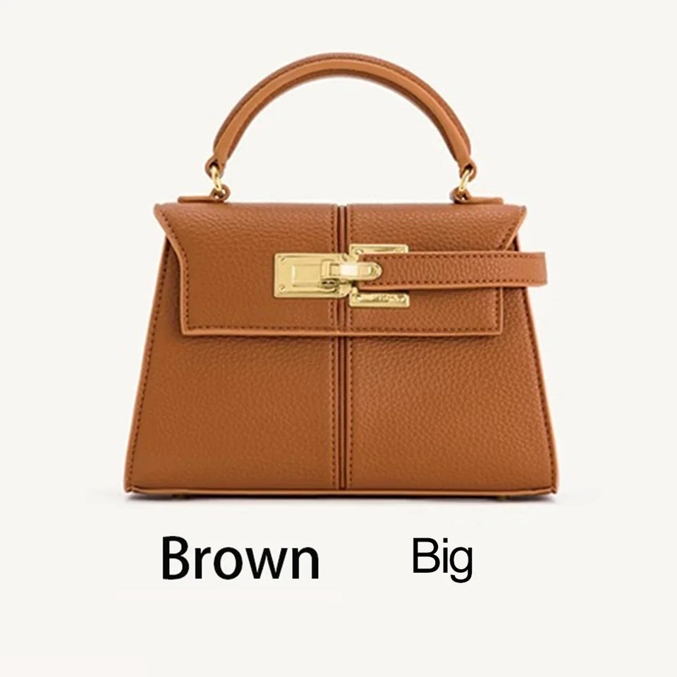 Trapezoidal Leather Handbag for Women - Versatile Tote Style
