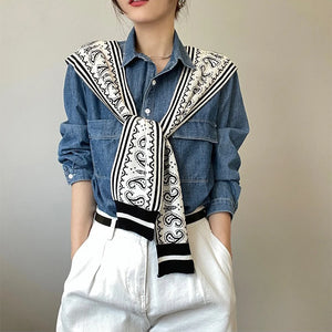 Women's Cotton Paisley Stole - Small Square Shawl with Striped Accents