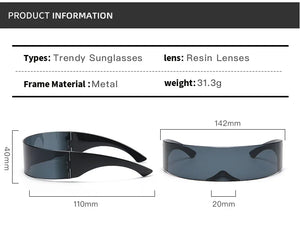 Cyber Punk Rimless Sunglasses - Y2K Futuristic Wrap-Around for Women