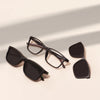 Rectangular Frame Sunglasses - Large Size with Clip-On Design & Spring Hinges