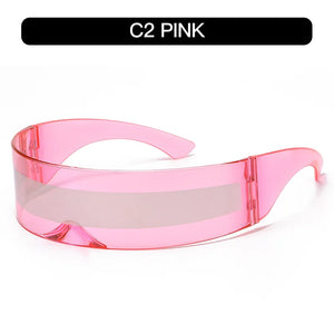 Cyber Punk Rimless Sunglasses - Y2K Futuristic Wrap-Around for Women
