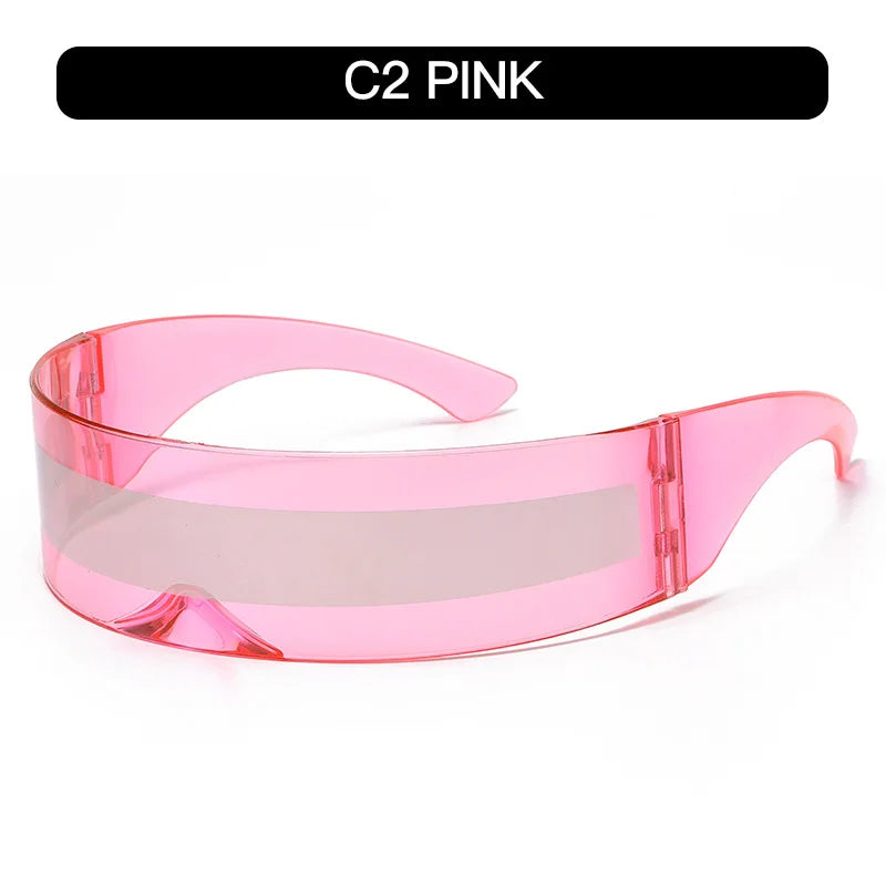 Cyber Punk Rimless Sunglasses - Y2K Futuristic Wrap-Around for Women