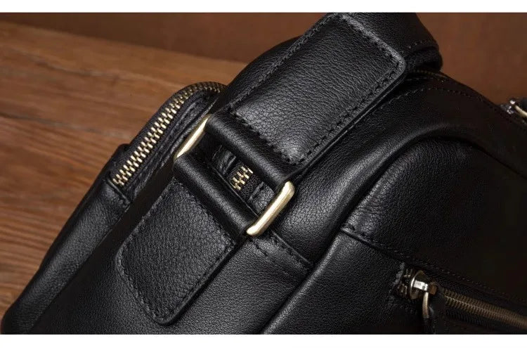 Leather Messenger Bag - Casual Crossbody with Zipper Design