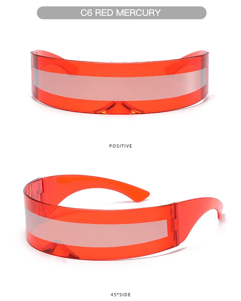 Cyber Punk Rimless Sunglasses - Y2K Futuristic Wrap-Around for Women