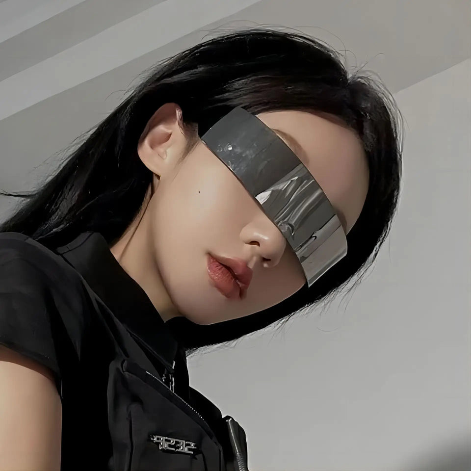 Cyber Punk Rimless Sunglasses - Y2K Futuristic Wrap-Around for Women