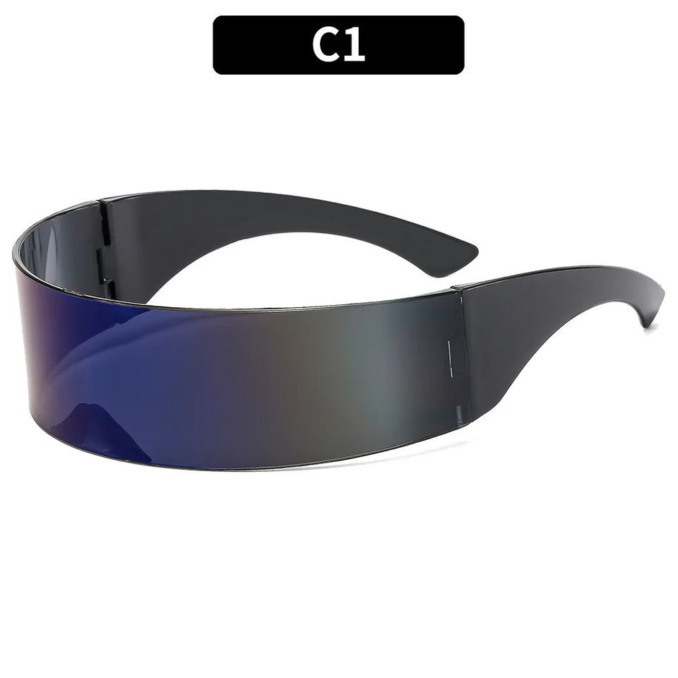 Cyber Punk Rimless Sunglasses - Y2K Futuristic Wrap-Around for Women