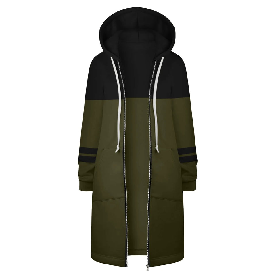 Y2K Long Sleeve Hoodie for Women - Versatile Color Block Zip Sweatshirt