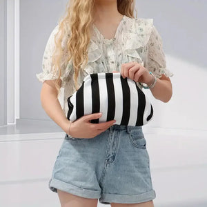 Women's Woven Crochet Clutch Bag - Summer Beach Handbag with Cloud Design