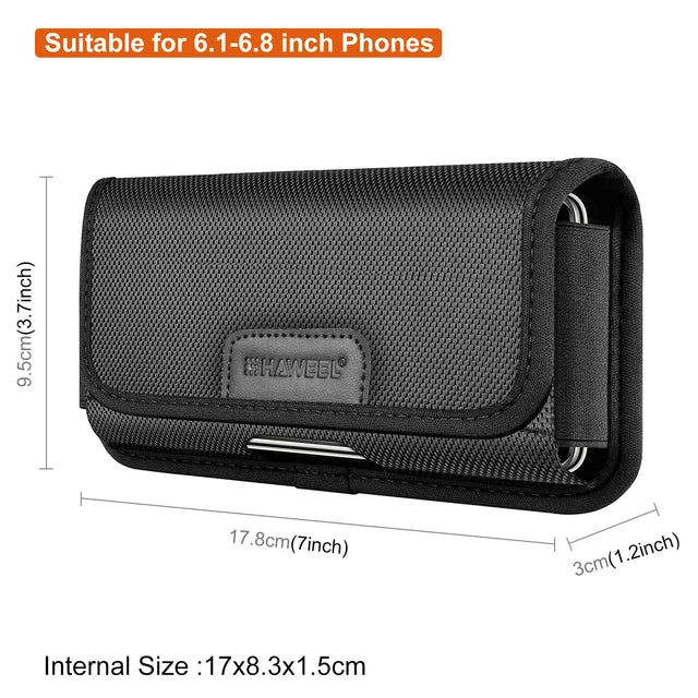 Large Phone Belt Case - Nylon Holster Pouch for 4.7-6.8 Inch Smartphones
