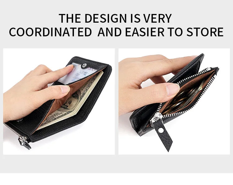 RFID Blocking Women's Leather Wallet - Compact Multi-Card Bifold Purse