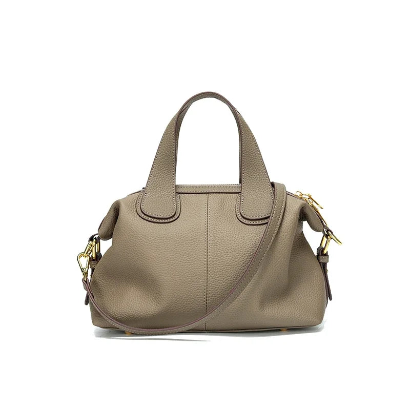 Women's Natural Leather Crossbody Bag - Premium Cowhide Large Capacity Design