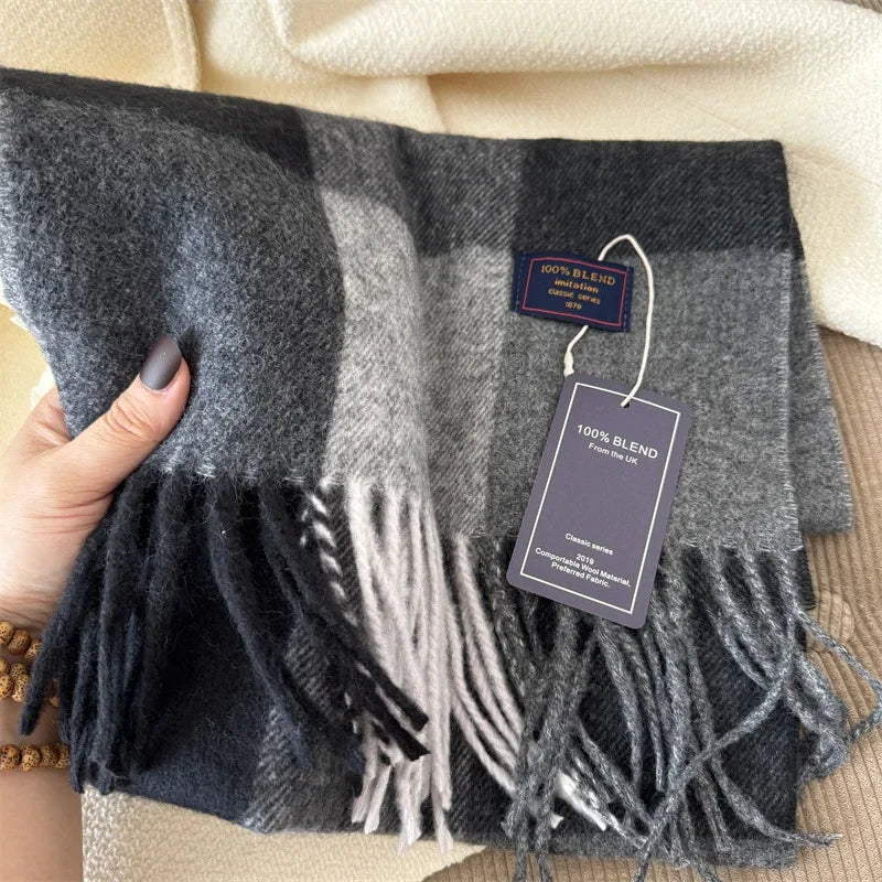 Classic Plaid Cashmere Scarf - Warm Winter Scarf for Men & Women