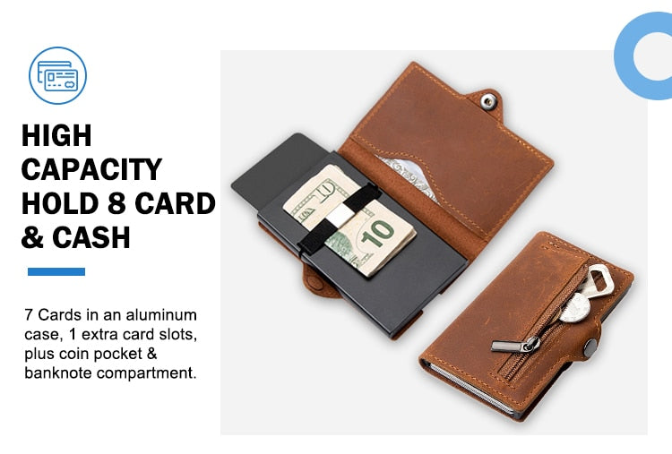 CASEKEY Men's Leather Pop-Up Business Wallets