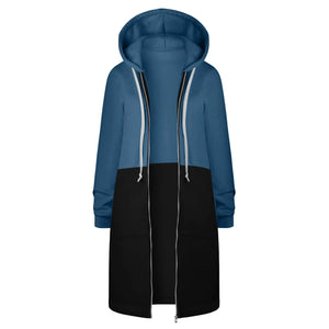 Y2K Long Sleeve Hoodie for Women - Versatile Color Block Zip Sweatshirt