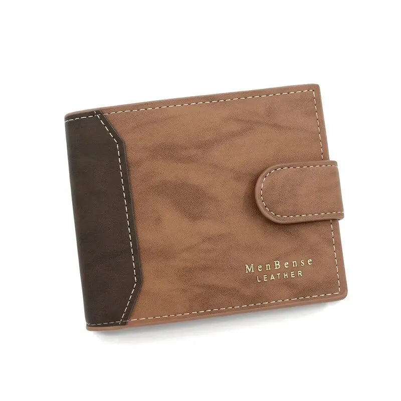 Secure Men's Wallet - PU Leather Card Holder with Hasp & Multiple Compartments