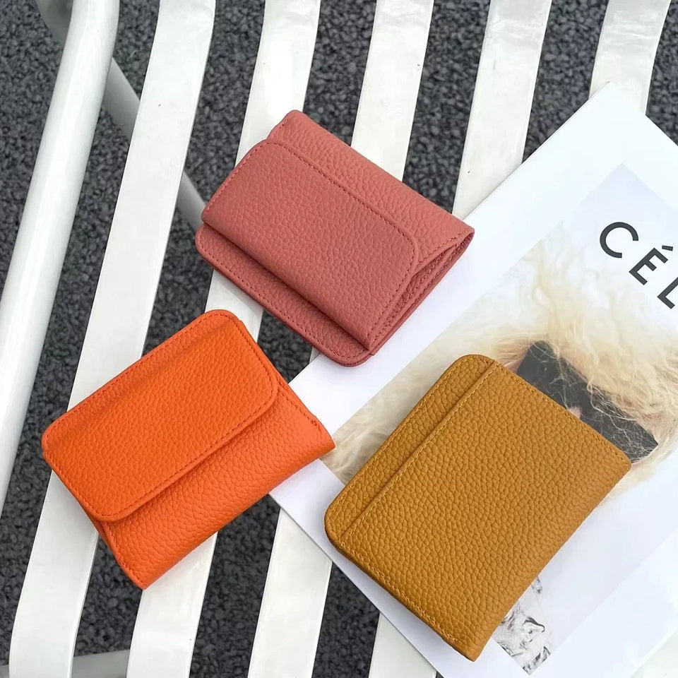 Women's Leather Wallet - Small Folding Purse with Multiple Compartments