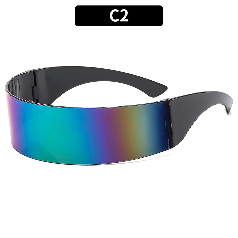 Cyber Punk Rimless Sunglasses - Y2K Futuristic Wrap-Around for Women