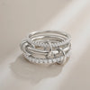 Stackable Finger Rings for Women - Three-Layer Design with Cubic Zirconia & Gold Plating
