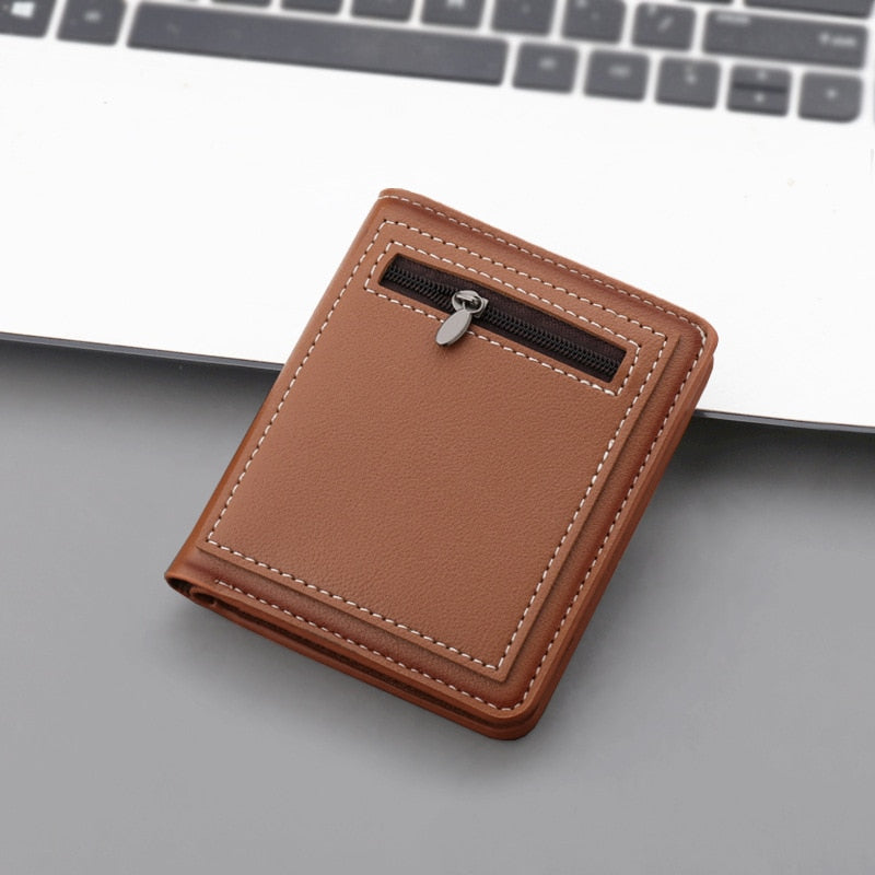 Men's Small Vertical Wallets with Zipper