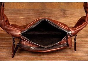 Vegetable Tanned Cowhide Waist Bag - Multi-Functional Vintage Leather