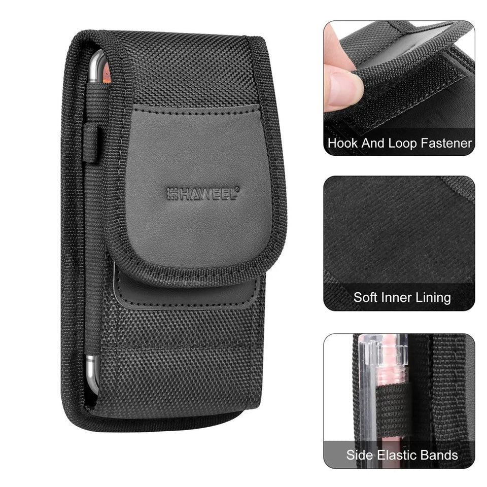 Large Phone Belt Case - Nylon Holster Pouch for 4.7-6.8 Inch Smartphones