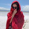 Red Photo Print Beach Scarf - Cotton Linen Sunscreen Shawl for Women's Travel