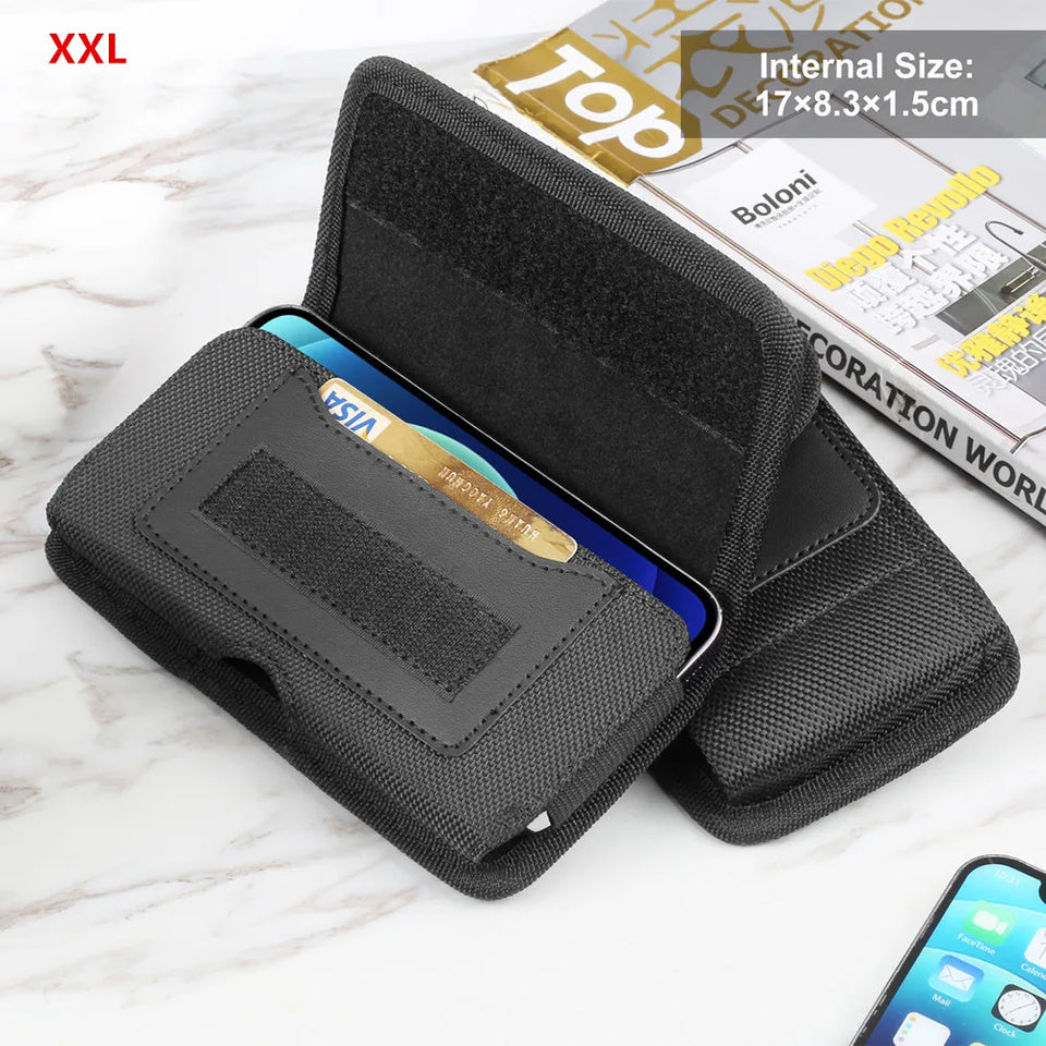 Large Phone Belt Case - Nylon Holster Pouch for 4.7-6.8 Inch Smartphones