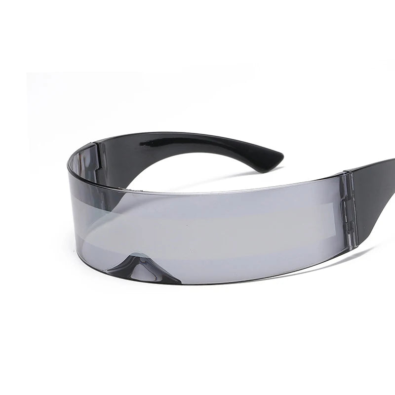 Cyber Punk Rimless Sunglasses - Y2K Futuristic Wrap-Around for Women