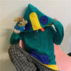 Loose Fit Frog Hoodie - Men's Plus Size Korean Style Fleece Lined Pullover