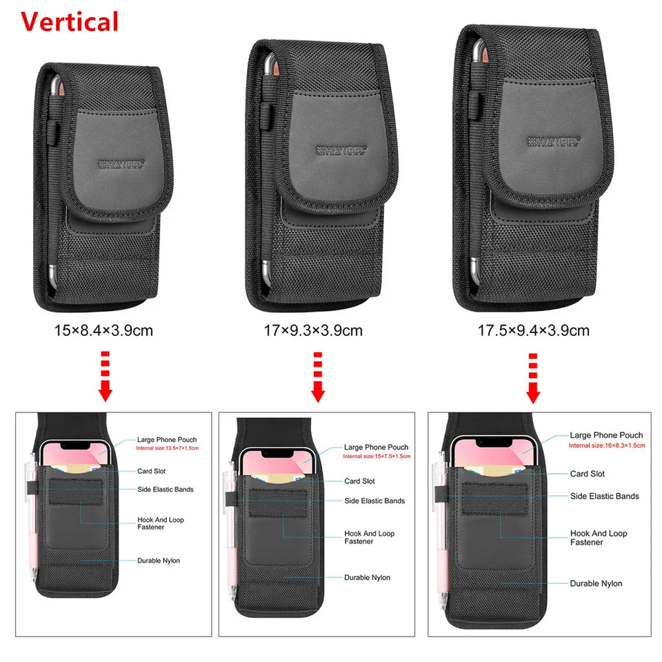 Large Phone Belt Case - Nylon Holster Pouch for 4.7-6.8 Inch Smartphones