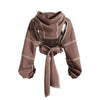 Ladies' Fashion Hoodie - Color Clashing Short Top for Layering