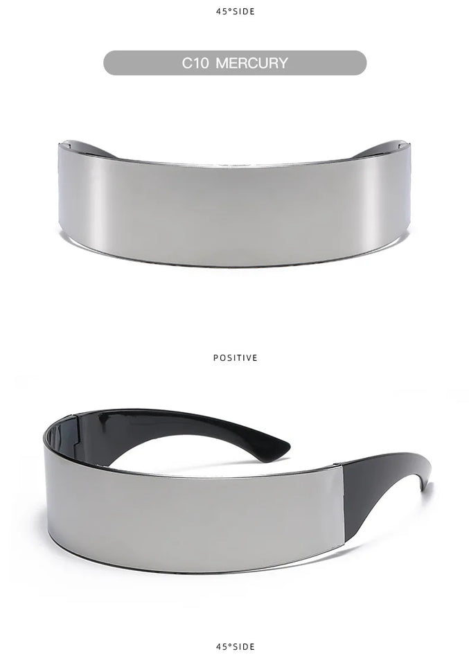 Cyber Punk Rimless Sunglasses - Y2K Futuristic Wrap-Around for Women