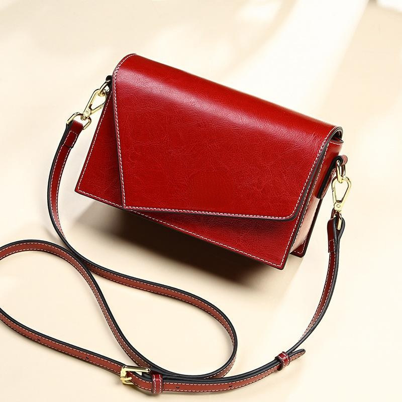 Genuine leather women's messenger bags geometric shape small square bag shoulder purse crossbody
