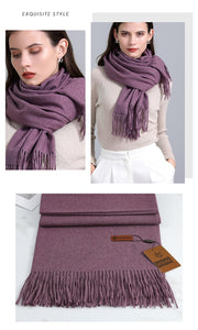 Women's Warm Pashmina Shawls with Tassels