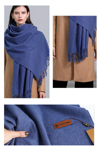 Women's Warm Pashmina Shawls with Tassels