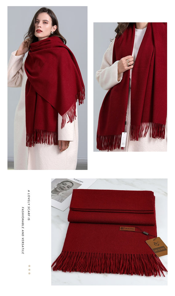 Women's Warm Pashmina Shawls with Tassels