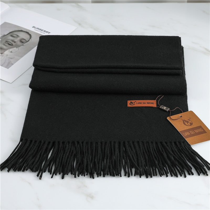 Women's Warm Pashmina Shawls with Tassels