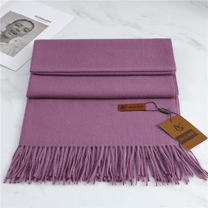 Women's Warm Pashmina Shawls with Tassels