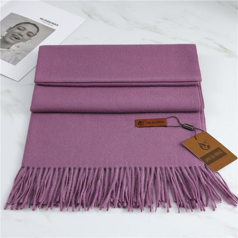 Women's Warm Pashmina Shawls with Tassels