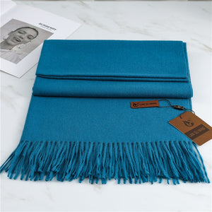 Women's Warm Pashmina Shawls with Tassels