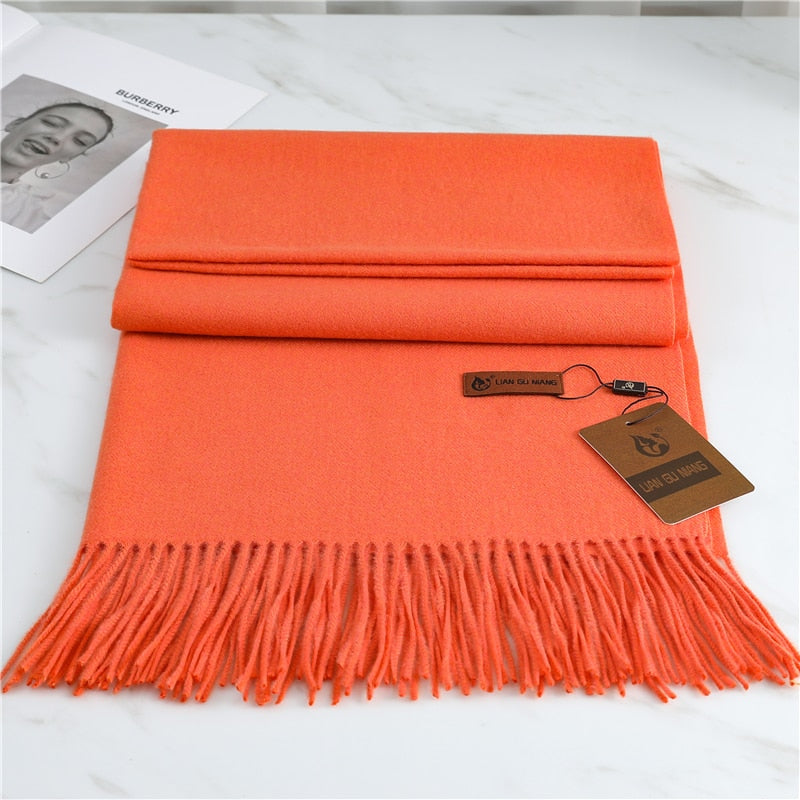 Women's Warm Pashmina Shawls with Tassels