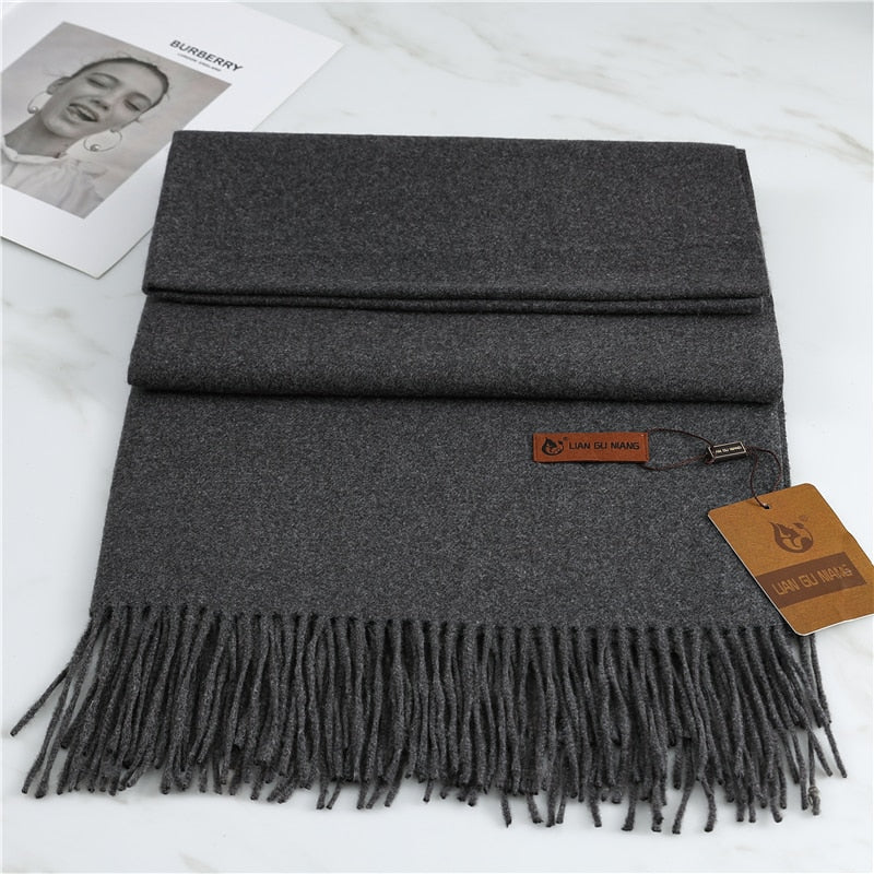 Women's Warm Pashmina Shawls with Tassels