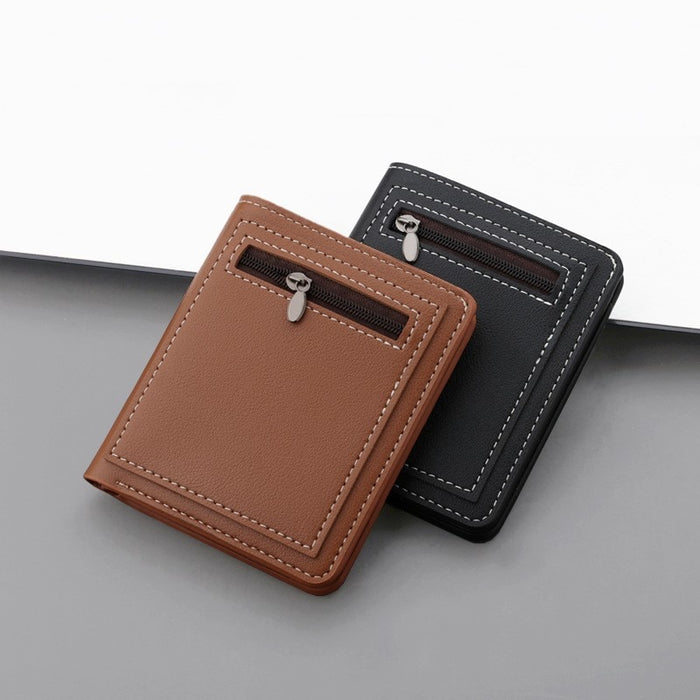Men's Small Vertical Wallets with Zipper